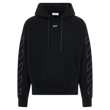 Off-White Off Stitch Diag Design Skate Fit sudadera con capucha negra