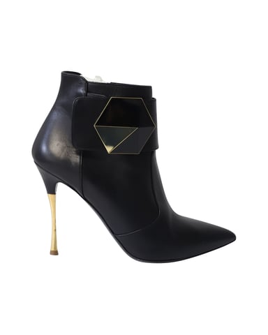 Nicholas Kirkwood Hexagon Ankle Boots in Black Leather