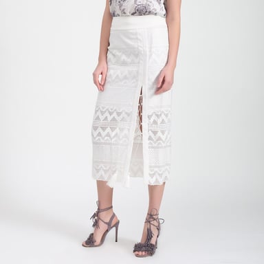 Geometrical Lace Midi Skirt