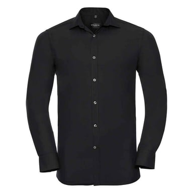 Russell Collection Mens Ultimate Stretch Long-Sleeved Formal Shirt (Black)