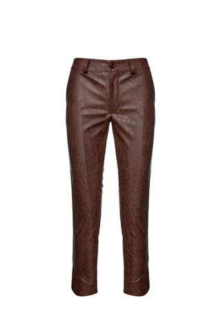 Pantalones 7/8 de Cuero Sintético en Marrón Chocolate