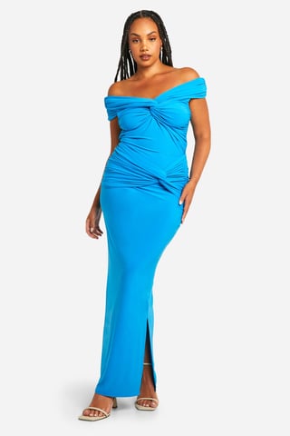 Plus Double Slinky Twist Detail Maxi Skirt