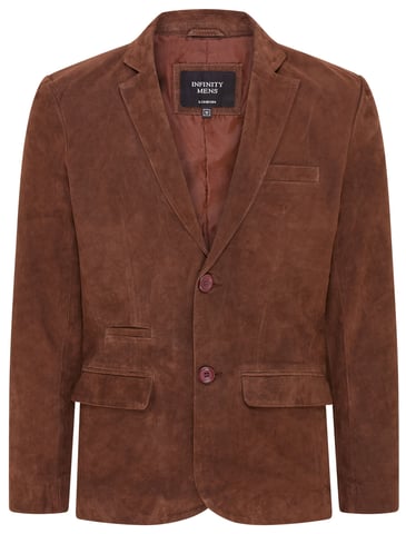 Chaqueta estilo blazer italiana de ante de cabra entallada de color marrón para hombre - Somero