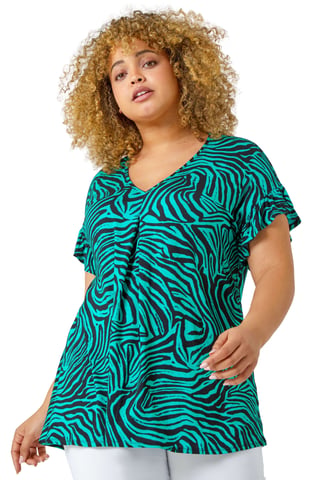 Curve Animal Print Stretch Jersey Top