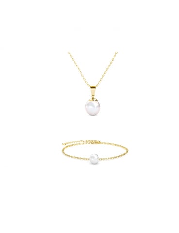 Conjunto de perlas de cristal de luna llena - Oro y cristal