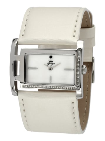 Yonger y Bresson: reloj de cuero blanco con bisel plateado