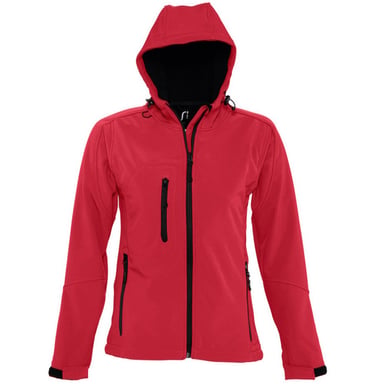 SOLS Womens/Ladies Replay Hooded Soft Shell Jacket (Breathable, Windproof And Water Resistant) (Pepper Red)
