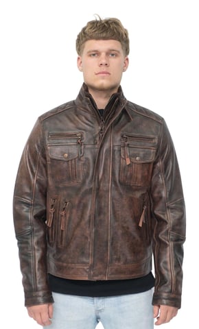 Chaqueta de motociclista retro de cuero para hombre - Toronto