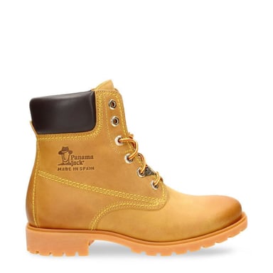 Botas Panama Jack 03 B1 para mujer, color tostado, de cuero, impermeables, con cordones, para senderismo, hasta el tobillo