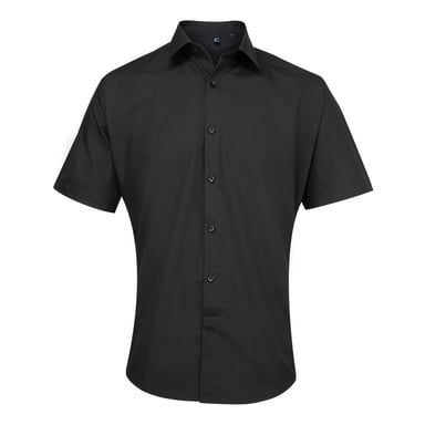 Premier Mens Supreme Heavy Poplin Short Sleeve Work Shirt (Black)