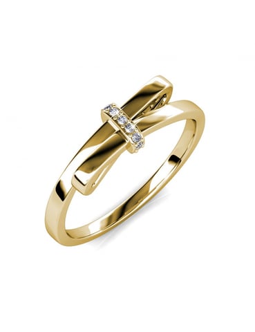 Anillo Lazo Luminoso - Oro y Cristal