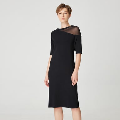 Minimalist jersey dress with asymmetrical cutting