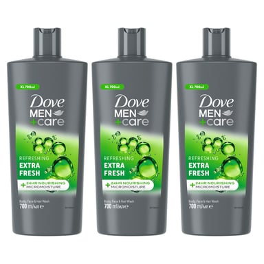 Dove Men+Care 3-in-1 Body, Face & Hair Wash Refreshing Extra Fresh 700ml, 3 Pack