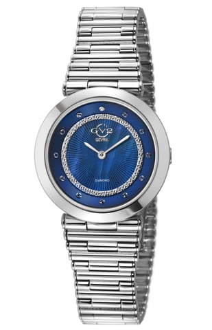 Reloj de mujer Burano Quartz suizo con esfera de MOP, pulsera de acero inoxidable y diamantes.