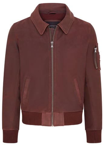 Cazadora bomber de piel de vacuno A2 color burdeos para hombre - Eura
