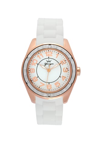 Yonger y Bresson: bisel de oro rosa con reloj blanco