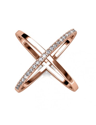 Anillo X Duo - Oro rosa y cristal