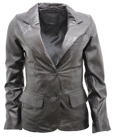 Chaqueta tipo blazer de cuero con dos botones para mujer - Newport