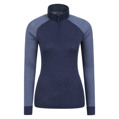 Mountain Warehouse Womens/Ladies Merino Wool Zip Neck Thermal Top (Navy)