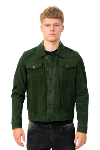Chaqueta estilo camionero de piel de cabra para hombre - Taraz