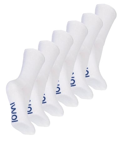 6 Pares Multipack Calcetines Diabéticos de Algodón para Niños con Suave Agarre | IOMI | Calcetines Extra Anchos sin Costuras y No Elásticos para Pies Hinchados - Blanco