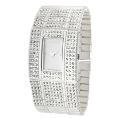 Haurex Italia: reloj Honey para mujer, esfera blanca, pulsera de PVD blanco con swarovski