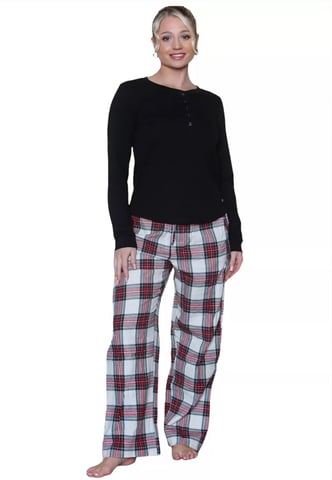 Conjunto de pijama de franela GAP para mujer en tartán negro