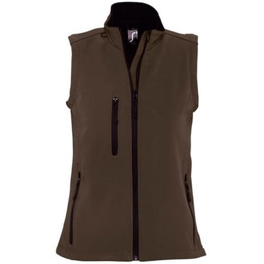 SOLS Womens/Ladies Rallye Soft Shell Bodywarmer Jacket (Dark Chocolate)