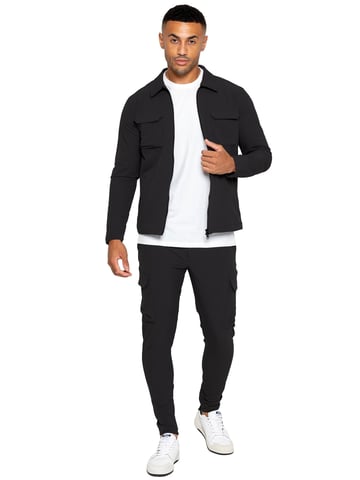 Enzo | Conjunto de chándal Cargo Shacket para hombre - Negro