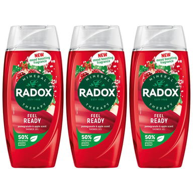 Radox Mineral Therapy Shower Gel Feel Ready w/ Pomegranate&apple Scent, 225ml, 3 Pack