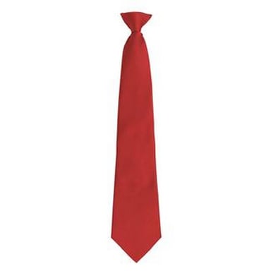 Premier Mens Fashion ”Colours” Work Clip On Tie (Red)