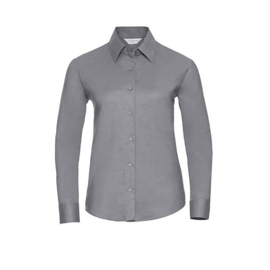 Russell Collection Womens/Ladies Classic Oxford Long-Sleeved Shirt (Silver)