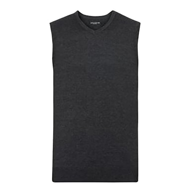 Russell Collection Mens V-Neck Sleevless Knitted Pullover Top / Jumper (Charcoal Marl)
