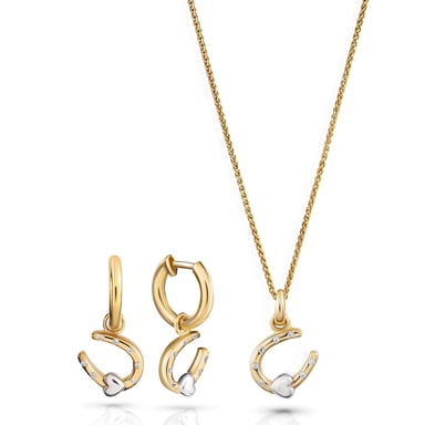 Orphelia 'Aurora' Women's 925 Sterling Silver Set: Chain-Pendant + Earrings - Silver/Gold SET-7525/G