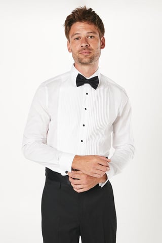 Pleat Front Slim Fit Dress Shirt