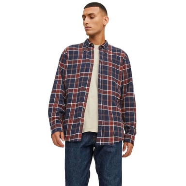 JACK & JONES Mens Slim Fit Check Shirts Long Sleeve