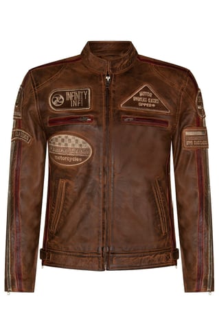 Chaqueta de cuero para motorista de carreras para hombre - Portland