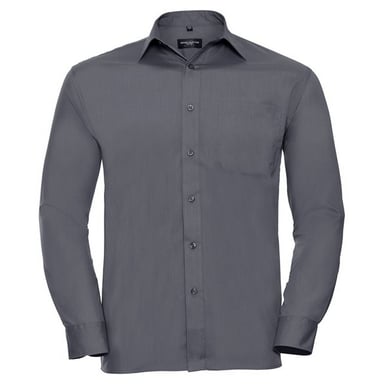 Russell Collection Mens Poplin Easy-Care Long-Sleeved Shirt (Convoy Grey)