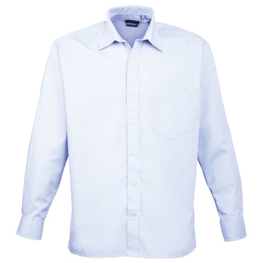 Premier Mens Premier Poplin Long-Sleeved Formal Shirt (Light Blue)