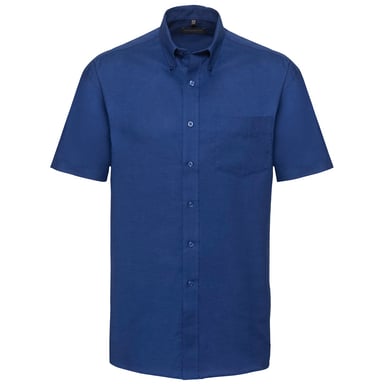 Russell Collection Mens Oxford Easy-Care Short-Sleeved Shirt (Bright Royal Blue)