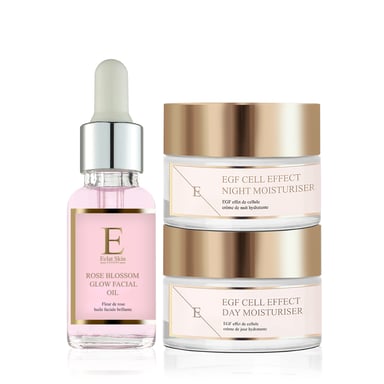 Crema Hidratante de Día EGF Cell Effect + Crema Hidratante de Noche EGF Cell Effect + Aceite Facial de Flor de Rosa 30ml