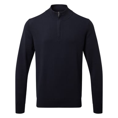 Asquith & Fox Mens Cotton Blend Zip Sweatshirt (French Navy)