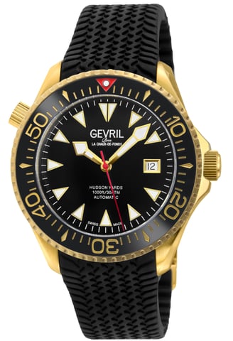 Gevril Hudson Yards Reloj dorado con esfera negra para hombre