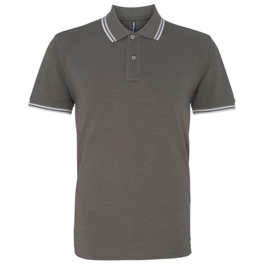 Asquith & Fox Mens Classic Fit Tipped Polo Shirt (Charcoal/ White)