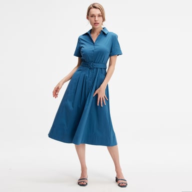 Flared cotton shirt dress