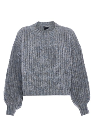 Dreimaster Coarse knit pullover women Grey melange
