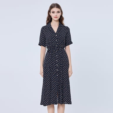 Retro print shirt-dress