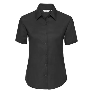 Russell Collection Ladies/Womens Short Sleeve Easy Care Oxford Shirt (Black)