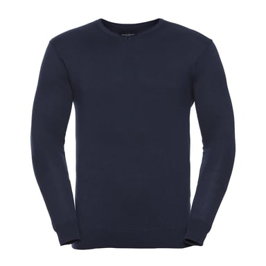 Russell Collection Mens Knitted V Neck Sweatshirt (French Navy)