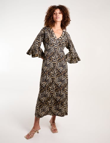 V Neck Shell Midi Dress